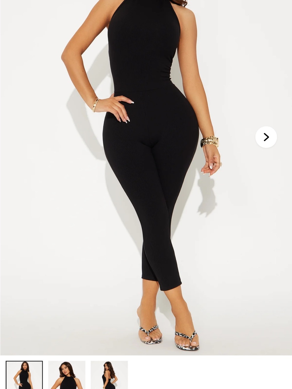 Ribbed Halter Black Jumpsuit